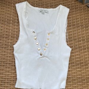 White button up tank top